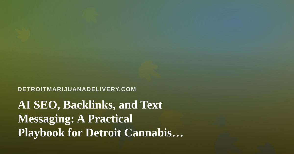 AI SEO, Backlinks, and Text Messaging: A Practical Playbook for Detroit Cannabis Delivery Brands